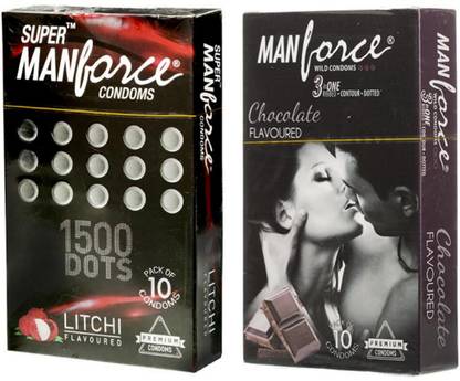 MANFORCE Litchi 10s + Chocolate 10s (20 Condoms) Value PassionRaja Combo Condom