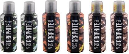 GRAPHITE WILD SIDE 2,STOME 2,LETHALE 2 PACK OF 6 4RRF Body Spray  -  For Men & Women