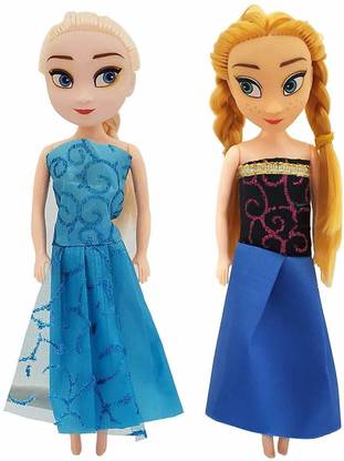 दी सिम्पलिफायर्स High Quality Plastic Frozen Sister Anna and Elsa Doll - Set of 2, 20 cms Each