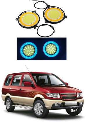PRTEK Round COB LED Switchback DRL Light 2.83" Diameter Side Car Fancy Lights  (Blue, White) A40 Car Fancy Lights