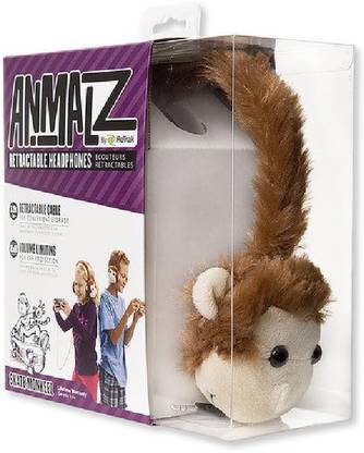 ReTrak Retractable Animalz Tangle-Free, Volume Limiting (85 Db) Wired without Mic