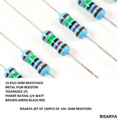 RISARYA 15K-OHM RESISTANCE,100PCS,1%,MFR,1/4 W Fixed Resistor