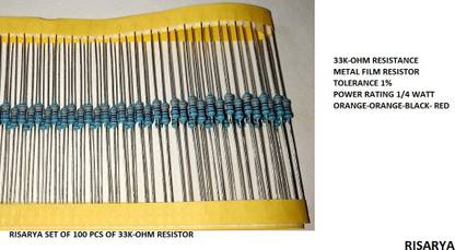 RISARYA 33K-OHM RESISTANCE,100PCS,MFR,1%,1/4 W, FIXED RESISTOR Fixed Resistor
