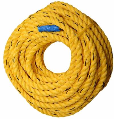 SAIFPRO Submersible Rope Yellow Borewell Danline Rope Twisted Rope (30meter - 10mm) Yellow