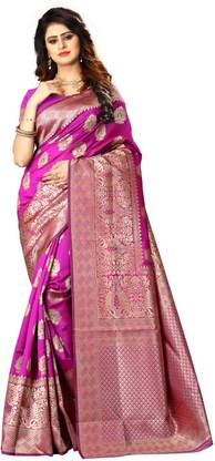 JKEnterprise79 Woven Kanjivaram Jacquard, Pure Silk Saree with Unstitched Blouse