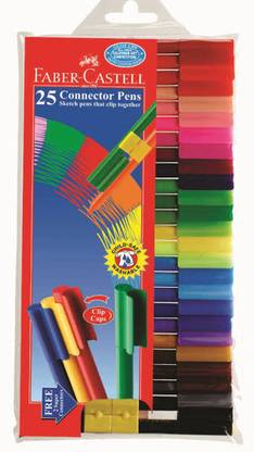 FABER-CASTELL 65980 Child Safe food grade Superfine ink Nib Sketch Pens  with Washable Ink