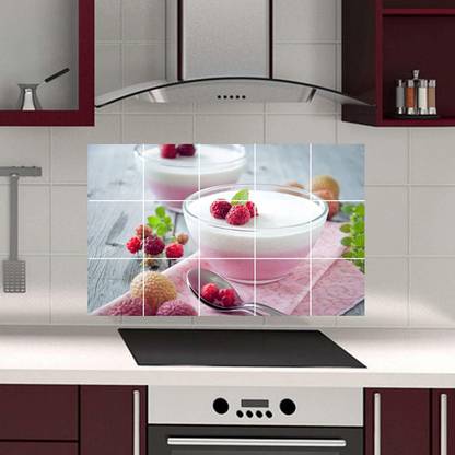 MADHUBAN DECOR 80 cm Strawberry Ice Cream Waterproof Wallpaper/Poster Size (80x50cm) Self Adhesive Sticker