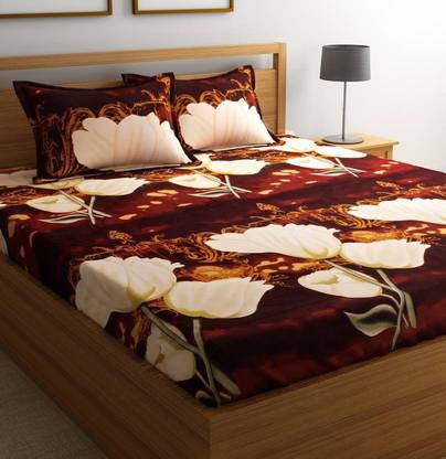 namrita prints 104 TC Microfiber Double Floral Flat Bedsheet