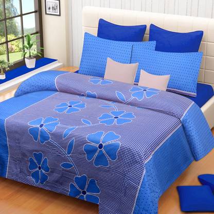 ANCHEL 144 TC Cotton Double Floral Flat Bedsheet