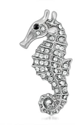 माही Gleaming Crystal Sea Horse Unisex Lapel Pin ब्रोच