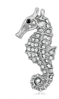 mahi Gleaming Crystal Sea Horse Unisex Lapel Pin Brooch