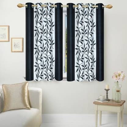 Ville Style 153 cm (5 ft) Polyester Semi Transparent Window Curtain (Pack Of 2)