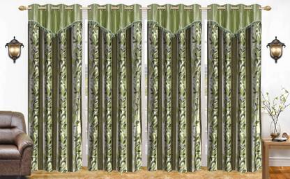 Stella Creations 275 cm (9 ft) Polyester Blackout Long Door Curtain (Pack Of 4)