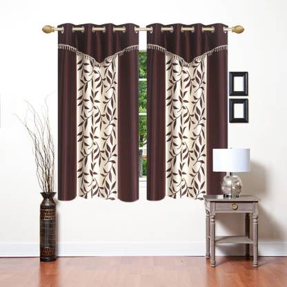 Ville Style 153 cm (5 ft) Polyester Semi Transparent Window Curtain (Pack Of 2)