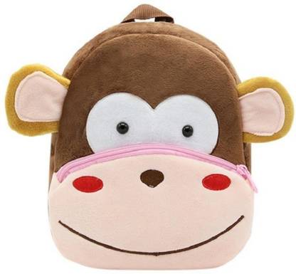 Keshita Monkey Plush bag with 2 Compartment Plush Bag (Brown ) School Bag (Multicolor, 8 L) Plush Bag