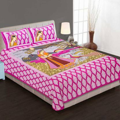 Gangaur Fashion 180 TC Cotton Double Printed Flat Bedsheet