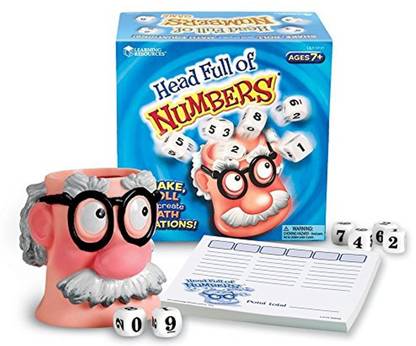 LEARNING RESOURCES Head Full Of Numbers, Basic Math Skills, 13 Piece Set, Ages 7+ Party & Fun Board Game