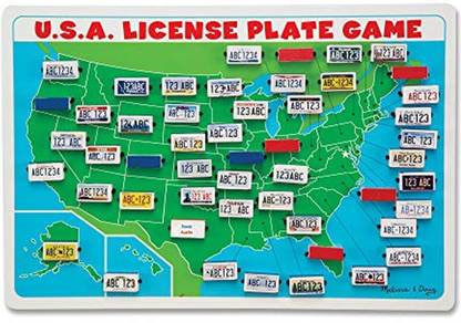 MELISSA & DOUG U.S.A. License Plate Game (Wooden "Flip To Win" Travel Game, Two Players, Great Gift For Girls And Boys - Best For 5, 6, And 7 Year Olds) Party & Fun Board Game