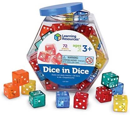 LEARNING RESOURCES Dice In Dice Bucket, Math Toy, Manipulative, Set Of 72, Ages 3+ Party & Fun Board Game