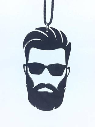 Clean Clever Hipster Beard (Different Style 1) Hanging Logo Car Hanging Ornament