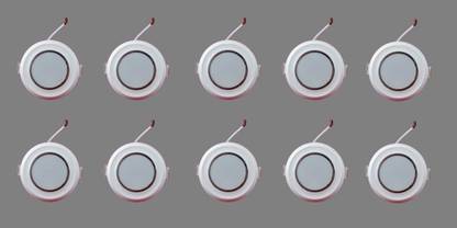 Prop It Up Prop It Up Eco Prime Led Downlighter, Led Reflector Down Light, led 3 watt Junction/deep Light with Triple Color led(White, Warm White & Off White) Pack of 10 Recessed Ceiling Light Ceiling Lamp