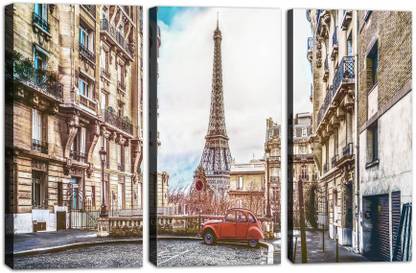Paper Plane Design 3 Split Panels Canvas Paintings with Frame for Living Room Bedroom 18 in x 36 in (Design-25) Canvas 18 inch x 36 inch Painting