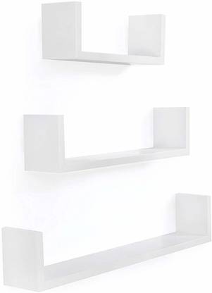 Karam Collections Wall Shelf, Set of 3 (Lacquer Finish, White) Engineered Wood Display Unit
