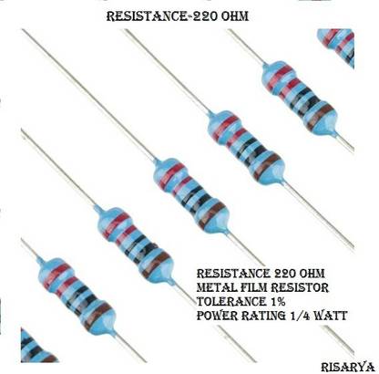 RISARYA 220 OHM RESISTANCE,100PCS,1%,MFR,1/4 W Fixed Resistor