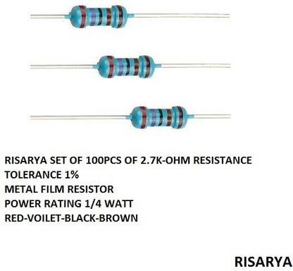 RISARYA 2.7K-OHM RESISTOR,100PCS,1%,MFR,1/4 W Fixed Resistor