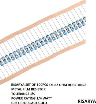 RISARYA 82 OHM RESISTANCE,100PCS,MFR,1%,1/4 WATT Fixed Resistor