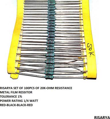 RISARYA 20K-OHM RESISTANCE,100PCS,1%,MFR,1/4 W,FIXED RESISTOR Variable Resistor