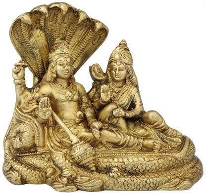 krishnagallery1 Brass Laxmi Vishnu Statue Vishnu Laxmi Murti , Laxmi Mata Murti , Vishnu ji Statue ( For Home Temple Use ,Office , Vastu Pooja Item ,Gited use Statue ) Decorative Showpiece  -  20 cm