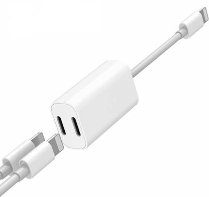 microware Dual Lightening Splitter Adapter Compatible with iPhone X Xs Max Xr 7 8 Plus Ipad Ipad Pro, Dual Adapter for Headphone Jack Audio + Charge + Sync + Music Control Support iOS 13 USB Adapter
