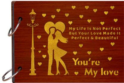 Craft Qila My life is not perfect Valentines Day Gift for Loved Ones Craft Wooden Scrapbook Photo Album Album