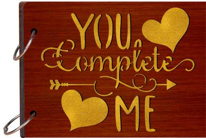 Craft Qila You Complete Me Valentines Day Gift for Loved Ones Craft Wooden Scrapbook Photo Album Album