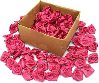 gujarat impex Satin & Tissue Artificial Roses Decorative Flower for Dresses, Craft and Home Decore Pack of 3CM Each (100 ps)