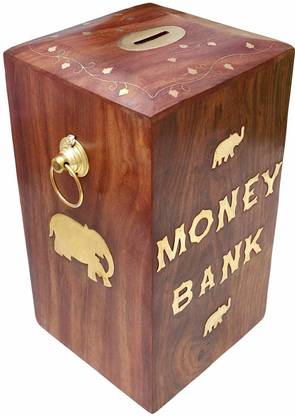 manzees Manzeesshopee wooden money box, coin collecting box ( Brown ) Coin Bank