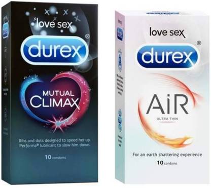 DUREX Mutual Climax 10's + Air 10's (20 condoms) Passion Raja value combo Condom