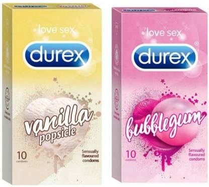 DUREX Vanilla 10's + Bubblegum 10's (20 condoms) PassionRaja value combo Condom