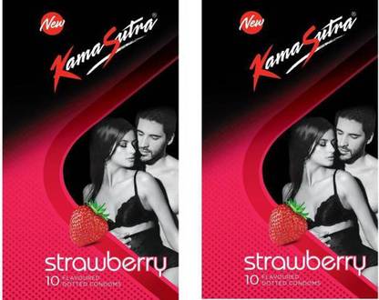 Kamasutra COMDOM Strawberry Flavour Condom (Set of 2, 20S) Condom