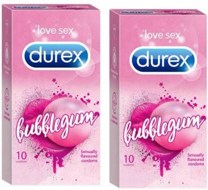 ड्यूरेक्स Bubblegum 10's x2 (20 condoms) PassionRaja value combo कंडोम