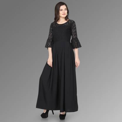 Women A-line Black Dress