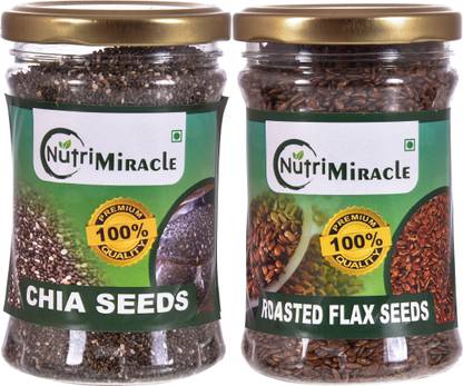 NUTRI MIRACLE edible seeds Brown Flax Seeds, Chia Seeds
