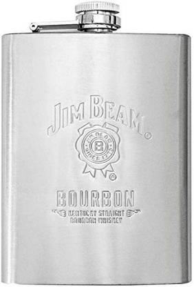 CPEX Jim Beam Stainless Steel Silver Hip Flask Whiskey Vodka Wine Alcohol 236ml (8oz) Hip Flask
