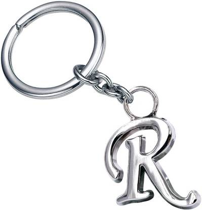 Relicon Alphabet Letter R (Design-37) Silver Metal Keychain for Car Bike Men Women Keyring Key Chain