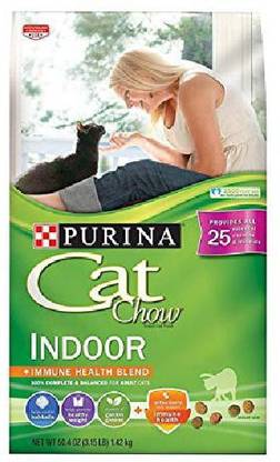 Purina Cat Chow 3 Bags, 3.15 lbs : Indoor Dry Cat Food 1.43 kg Dry Adult Cat Food