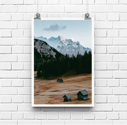 Ice Mountain with Green Trees Portrait Wall Art Picture Poster for Room Home Decor (A3 Size 12 in X 18 Inch) Paper Print
