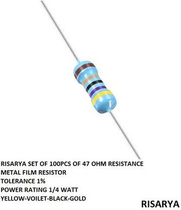 RISARYA 47 OHM RESISTANCE,100PCS,1%,MFR,1/4 WATT Fixed Resistor