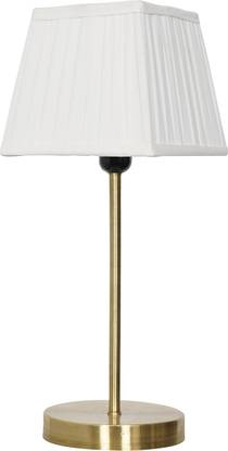 Fos Lighting Clean and Simple Matt Brass Table Lamp with Square Pleated Fabric Shade Table Lamp