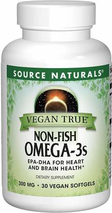 Source Naturals Vegan True Non-Fish Omega-3s with EPA-DHA 300 mg 30 Vegan Softgels